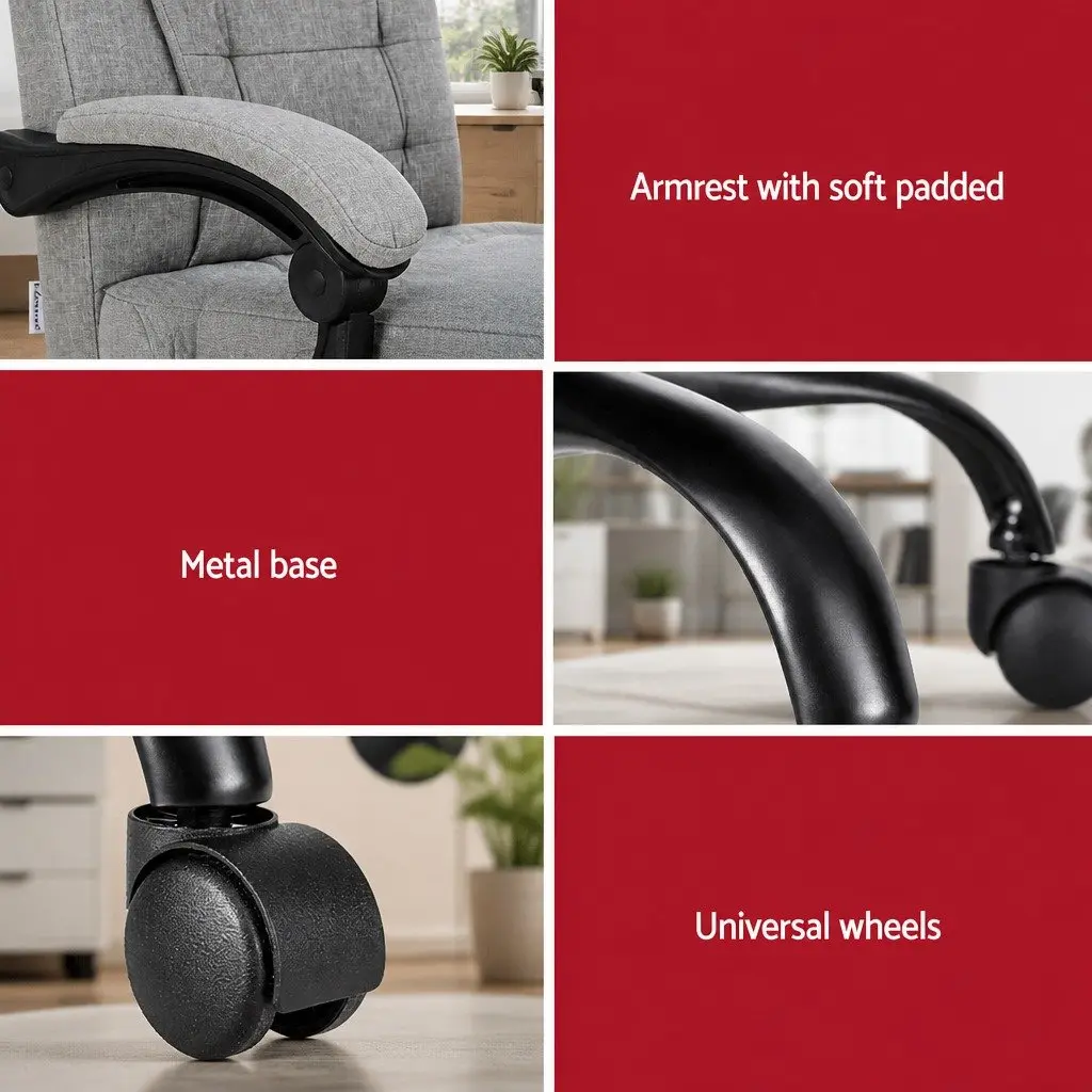 Executive Office Chair for Office Grey Ergonomic Adjustable Recline with 4-Point Massage System