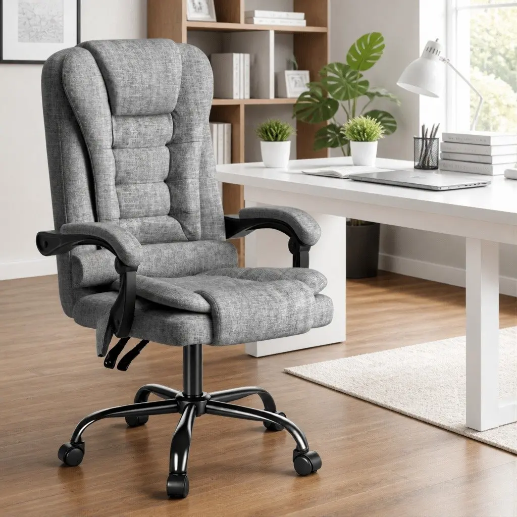 Executive Office Chair for Office Grey Ergonomic Adjustable Recline with 4-Point Massage System