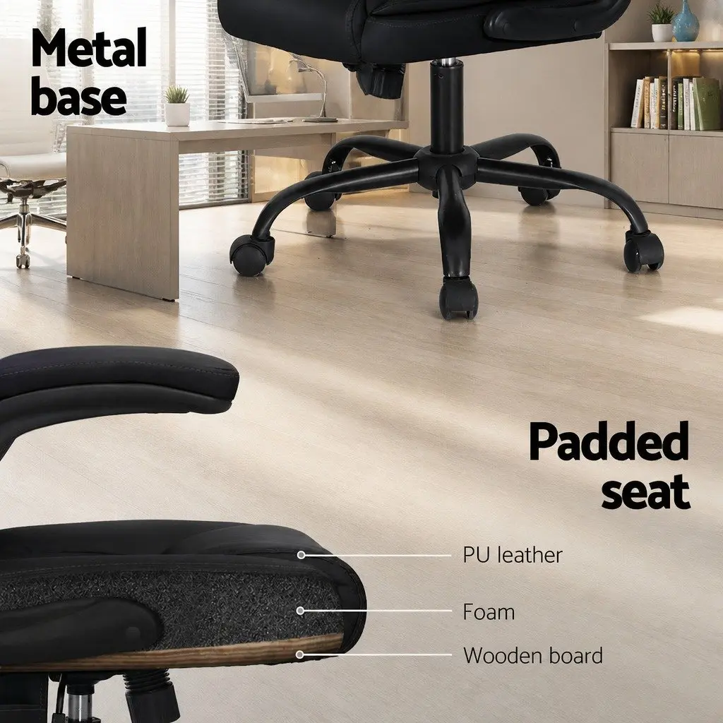 Black Faux Leather Massage Office Chair