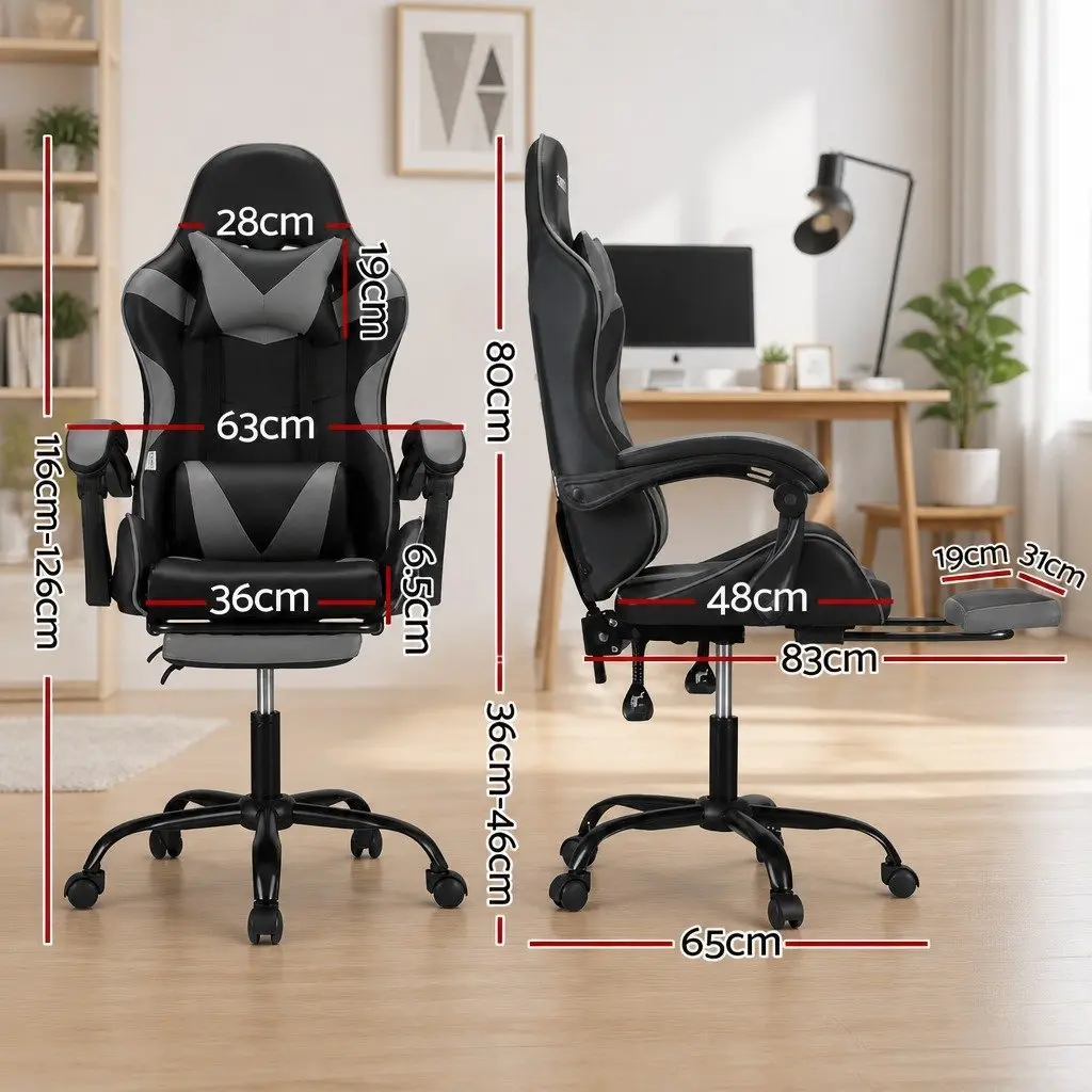 Massage Gaming Office Chair with Footrest Ergonomic Design 360 Degree Rotating