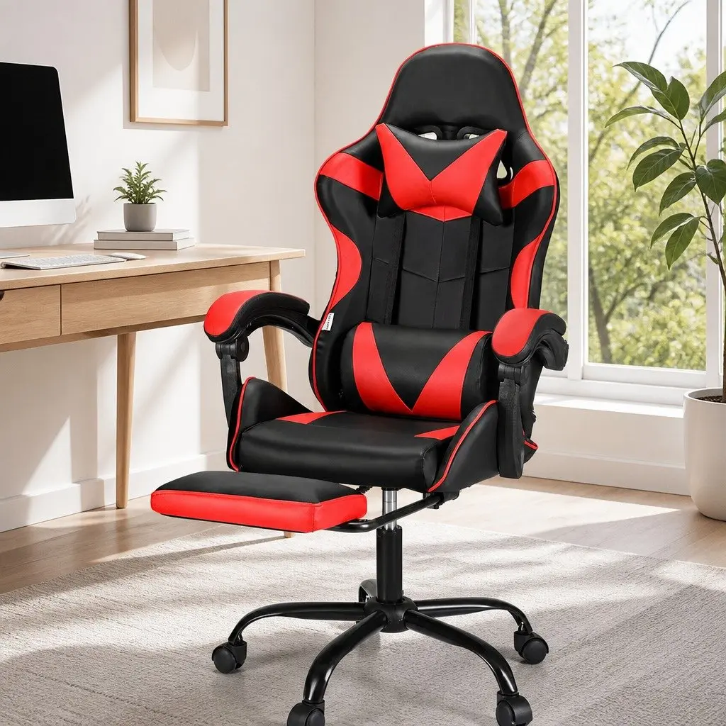 Massage Gaming Office Chair for Office or Gaming Red Black Ergonomic Reclining