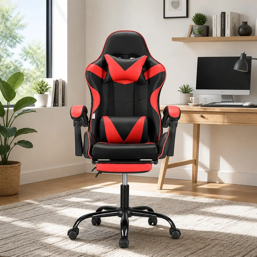 Massage Gaming Office Chair for Office or Gaming Red Black Ergonomic Reclining