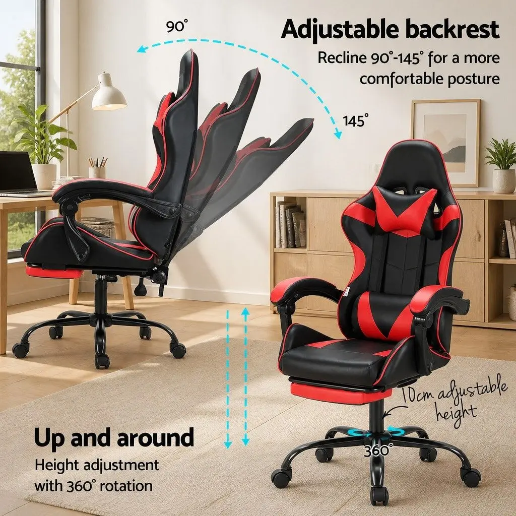 Massage Gaming Office Chair for Office or Gaming Red Black Ergonomic Reclining
