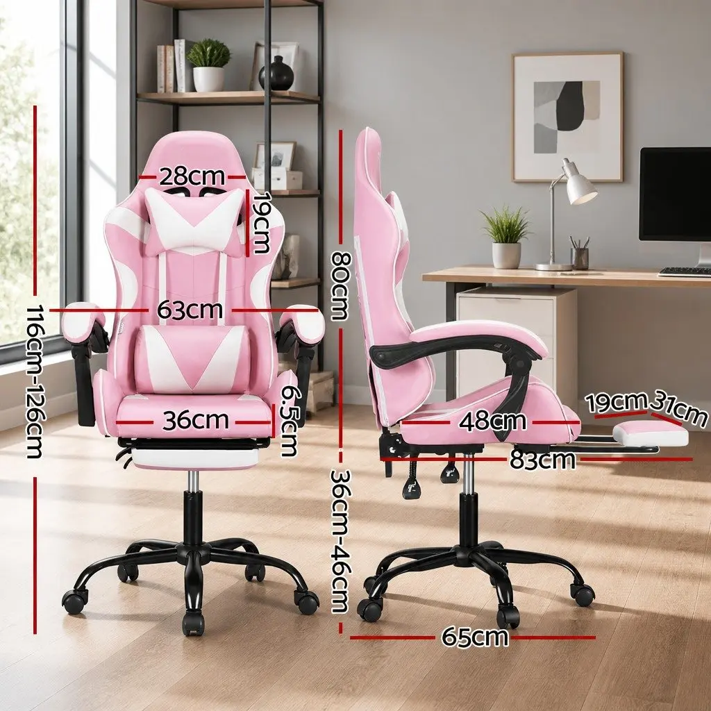 Massage Gaming Office Chair for Office or Gaming with Footrest and 2 Point Vibration Lumbar Support