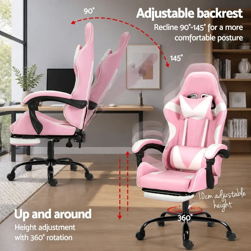 Massage Gaming Office Chair for Office or Gaming with Footrest and 2 Point Vibration Lumbar Support