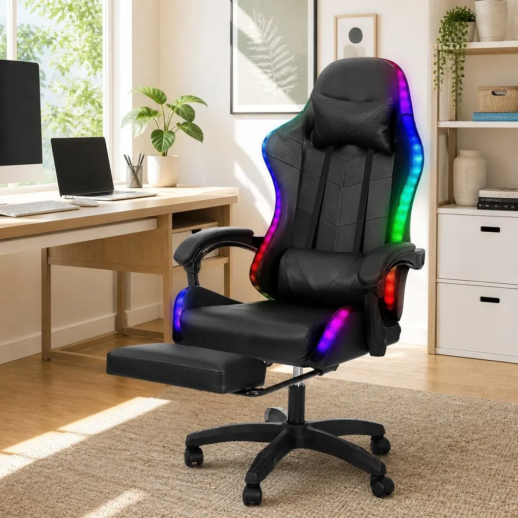 Massage Gaming Office Chair with Footrest