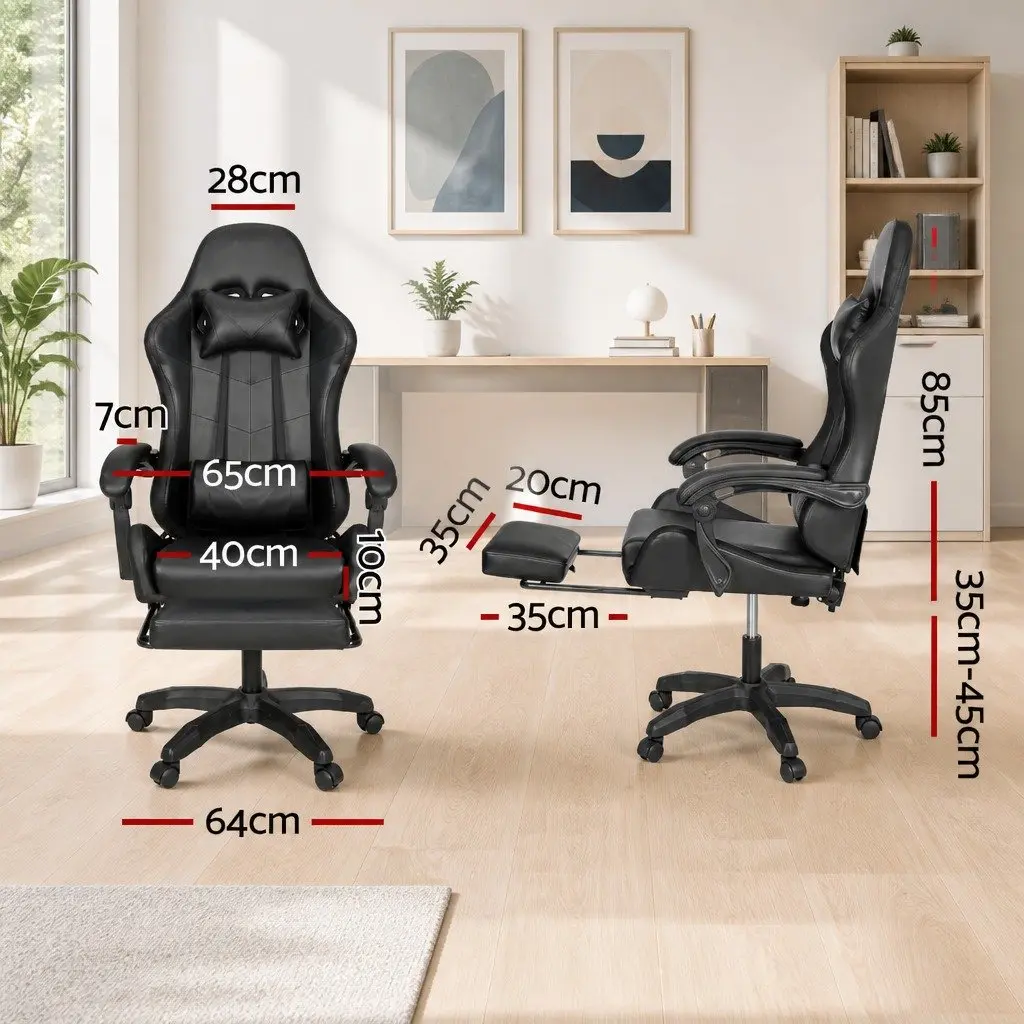 Massage Gaming Office Chair with Footrest