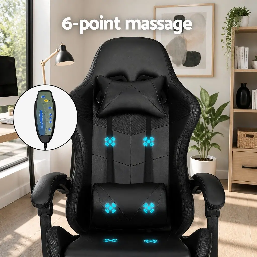 Massage Gaming Office Chair with Footrest