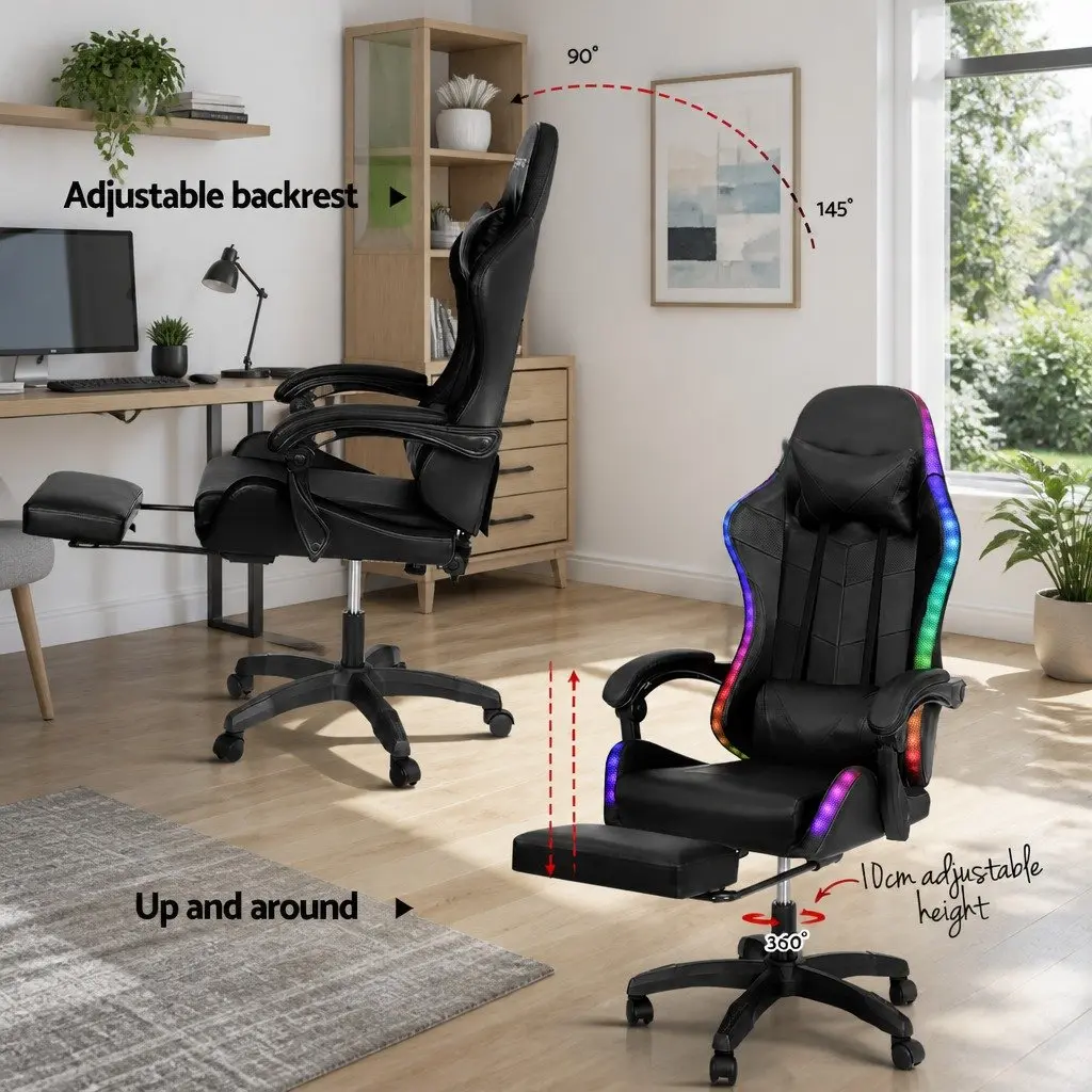 Massage Gaming Office Chair with Footrest