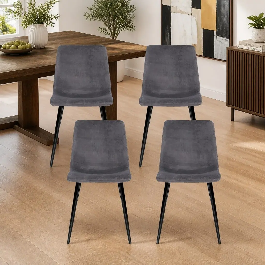 Grey Velvet Dining Chairs Set of 4