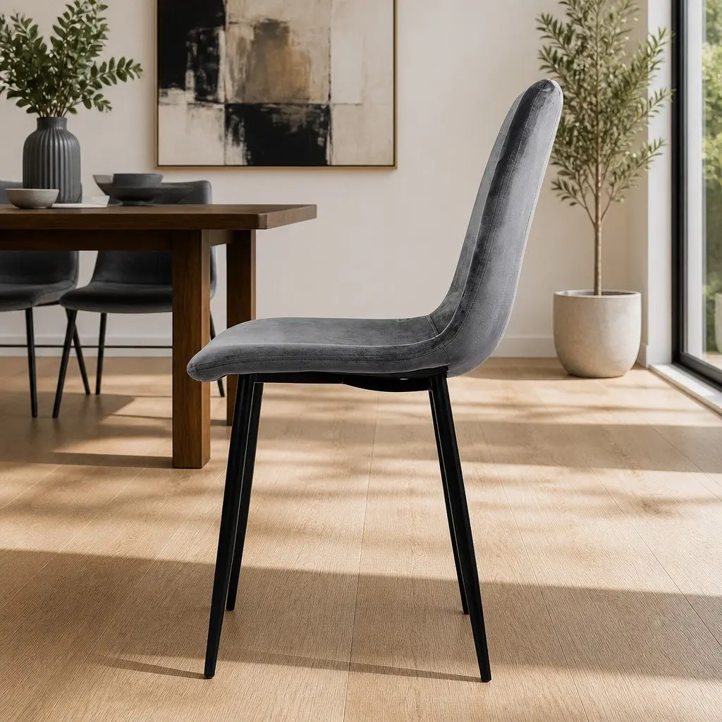 Grey Velvet Dining Chairs Set of 4