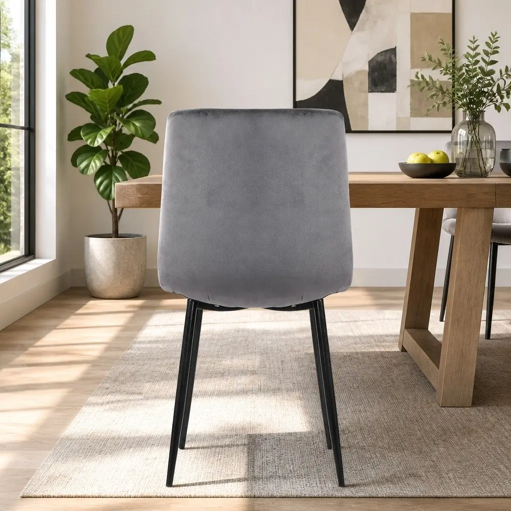 Grey Velvet Dining Chairs Set of 4