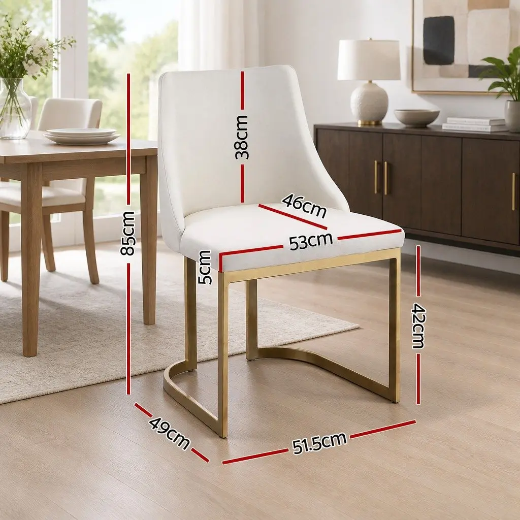 Dining Chairs Set of 2 in Beige Fabric