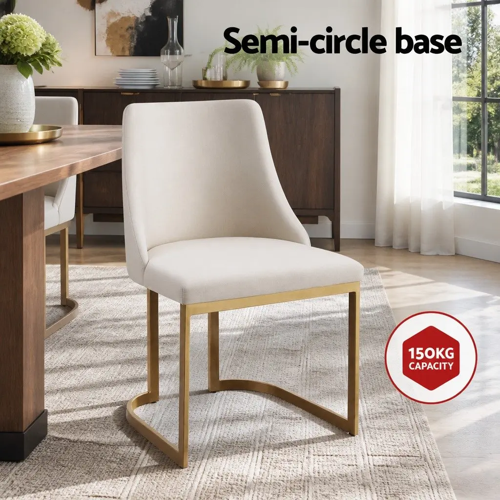 Dining Chairs Set of 2 in Beige Fabric