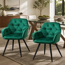 Dining Chairs Specifications: Set of 2 Velvet Armchairs
