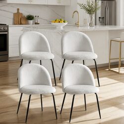 Dimensions and Details of Dining Chairs Set of 4 - White Sherpa