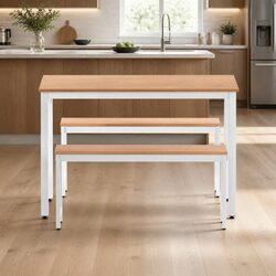 Rectangular Dining Table and Bench Set, 3 Pieces
