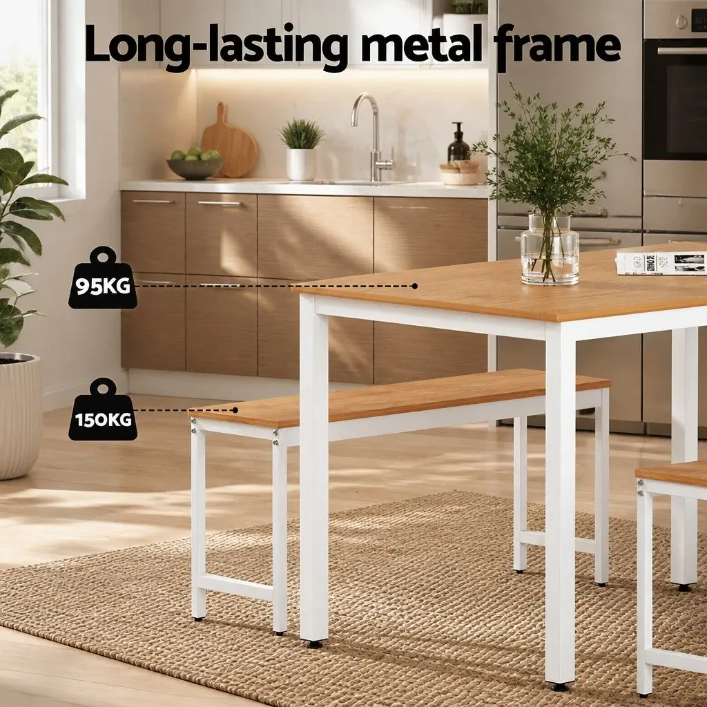 Dining Table and Chairs Set 3PCS Metal Legs Kitchen Furniture Rectangle Desk