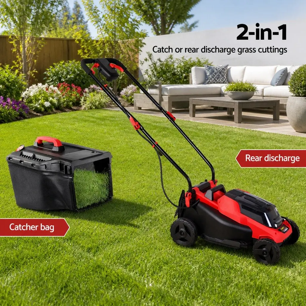 Cordless Lawn Mower Electric Lawnmower 34cm Cutting Width Lightweight Garden