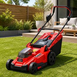 Cordless Lawnmower with 37cm Cutting Width and Specs