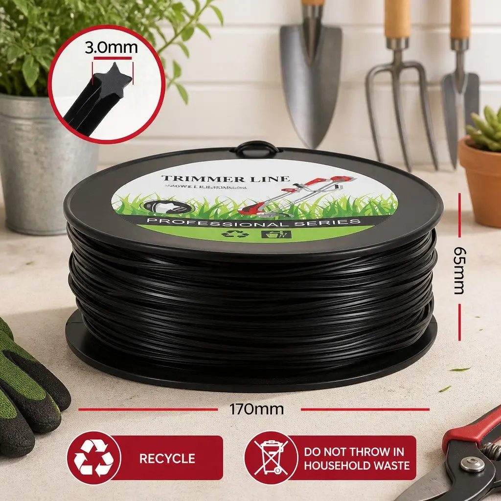 100M Long Trimmer Line 3.0mm PA6 Nylon String Black