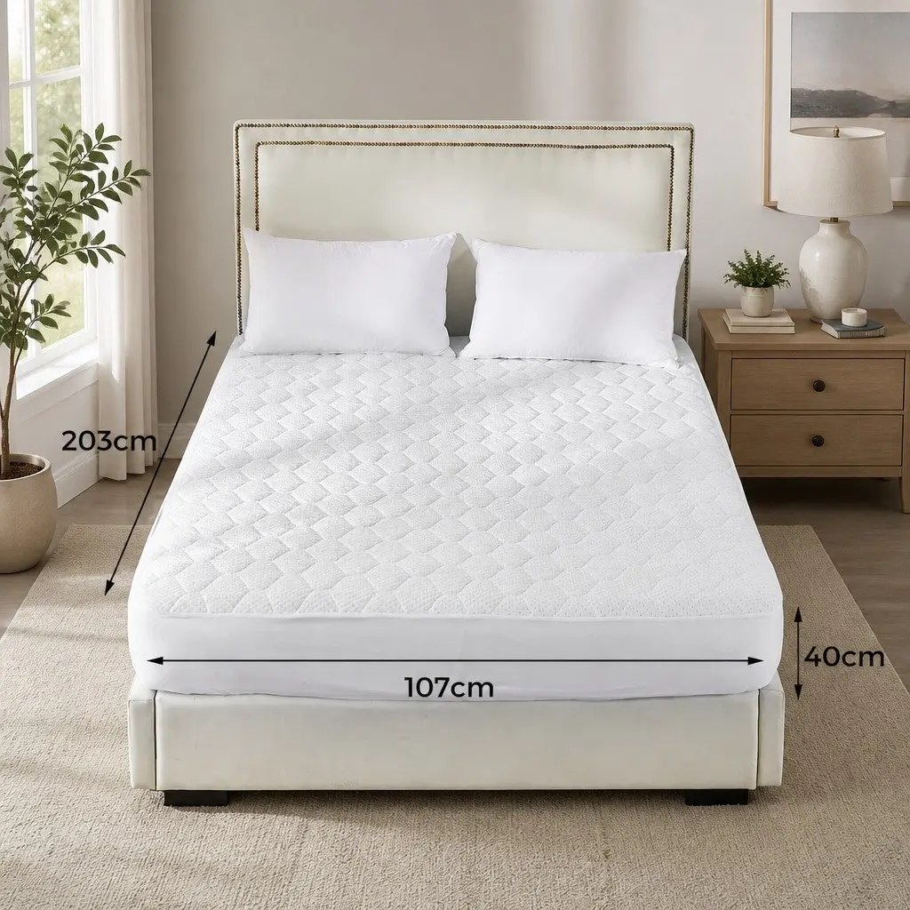 Mattress Protector Single Bamboo Fibre Quilted Waterproof Fitted 40cm