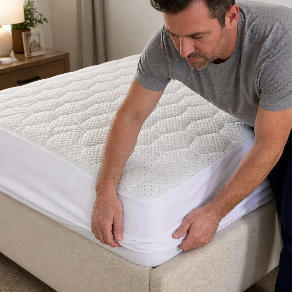 Mattress Protector Single Bamboo Fibre Quilted Waterproof Fitted 40cm
