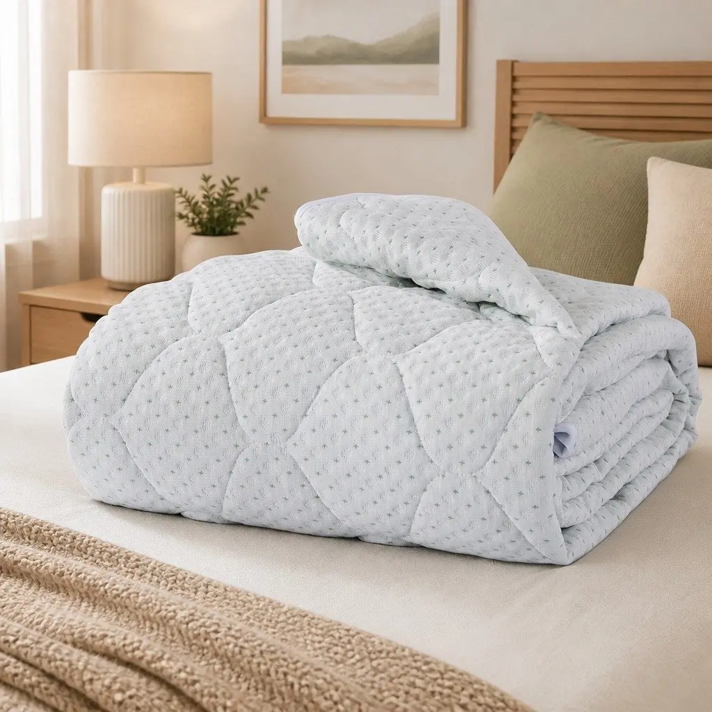 Quilted Mattress Protector Elastic Fitted Bamboo Fibre Waterproof Queen Size