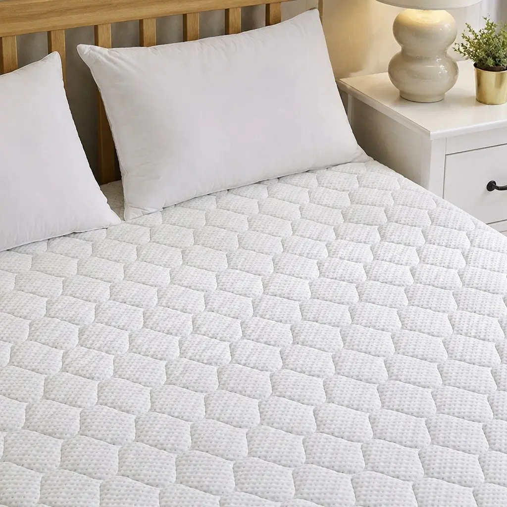 Quilted Mattress Protector Elastic Fitted Bamboo Fibre Waterproof Queen Size