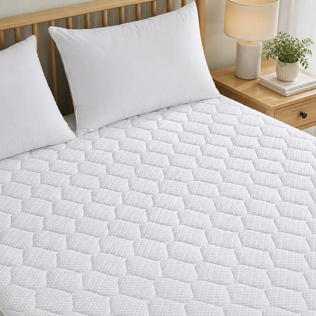 Single Mattress Protector Topper Bamboo Fibre Waterproof Fitted Quilted