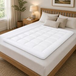 Queen Mattress Topper Pillowtop 5cm Extra Thick Bamboo Bed Protector Cover