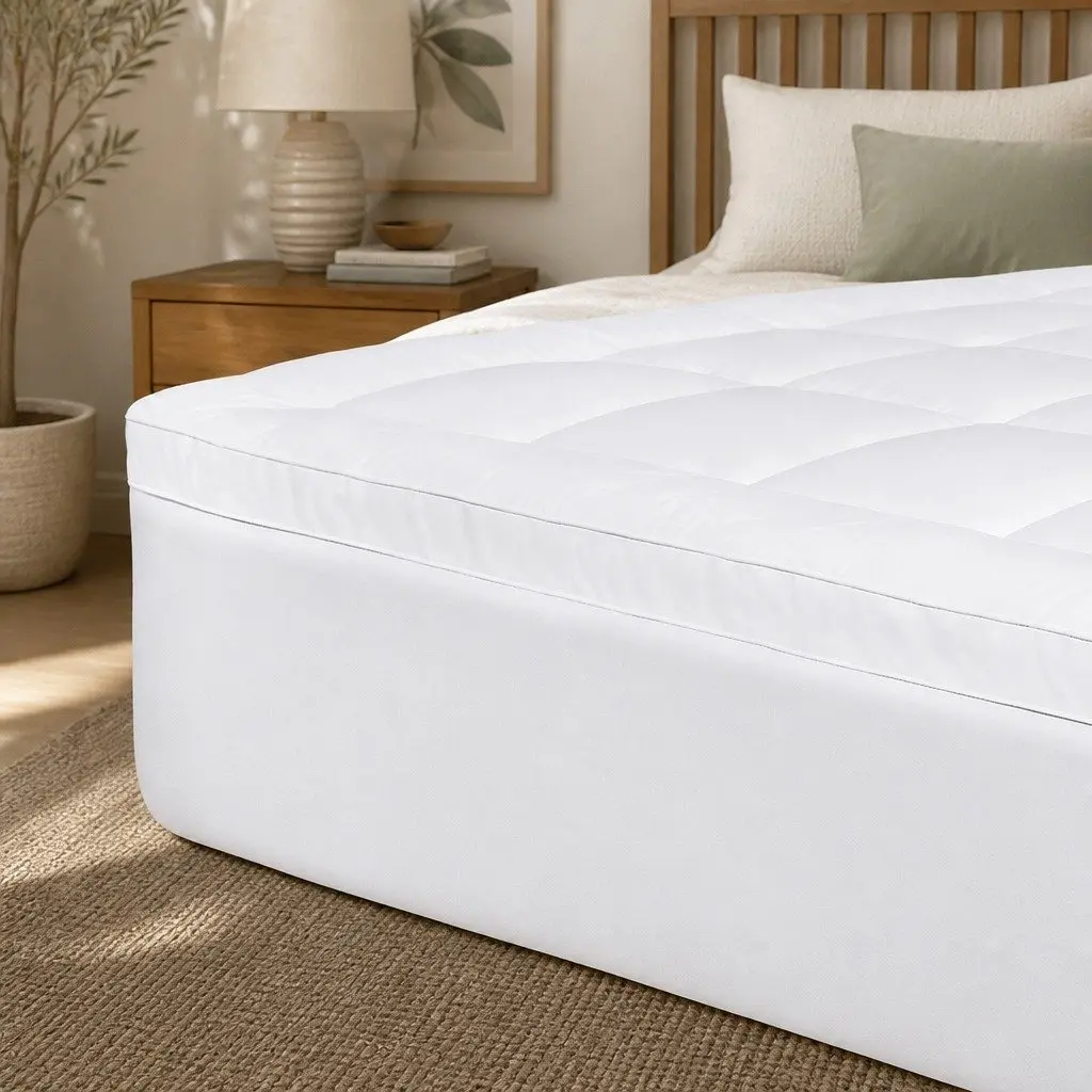Single Mattress Topper Pillowtop 5cm Extra Thick Fitted Skirt Protector Cover