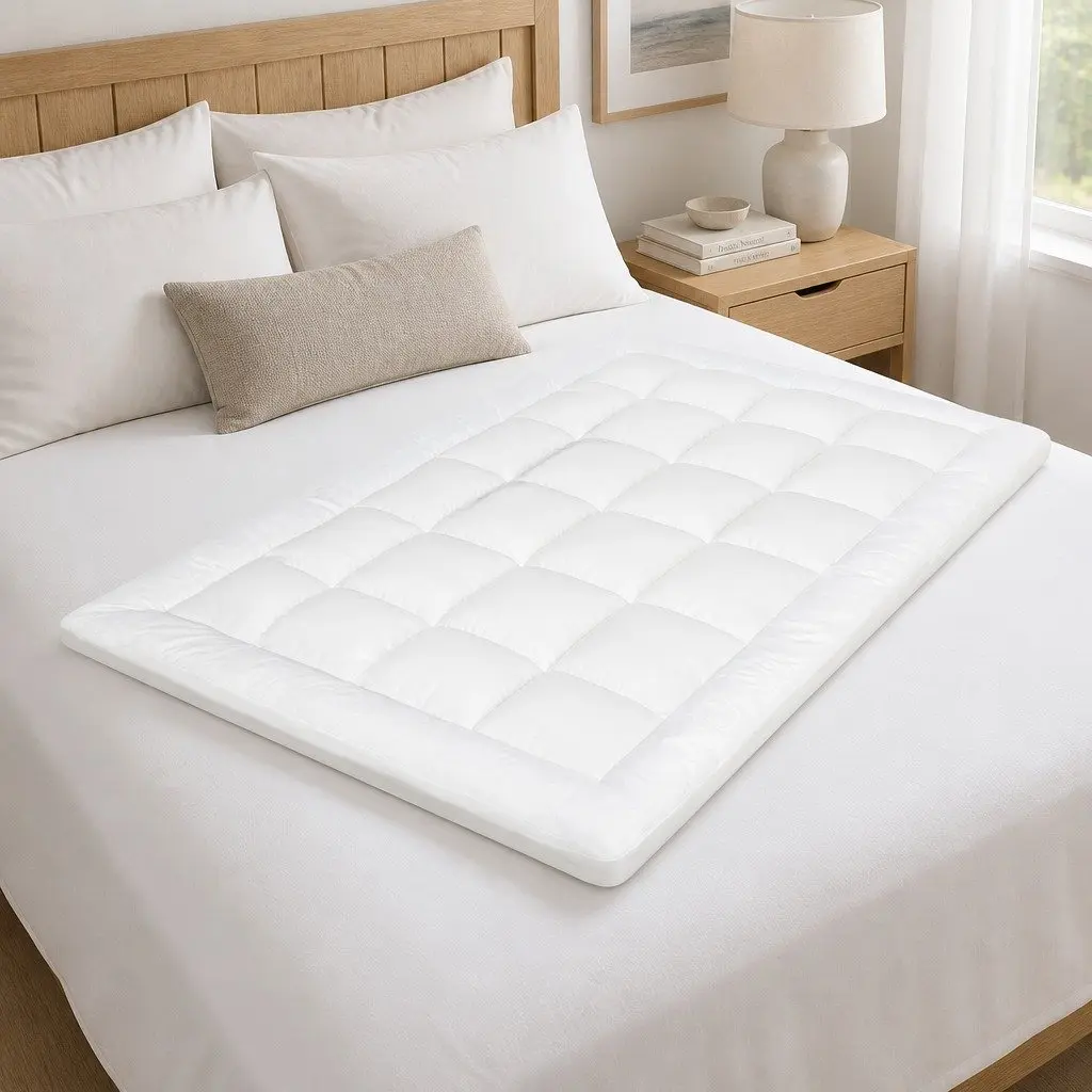 Single Mattress Topper Pillowtop 5cm Extra Thick Fitted Skirt Protector Cover