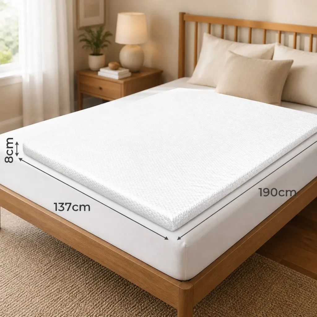 Gel Memory Foam Mattress Topper Double Bed 8CM Ergonomic Support