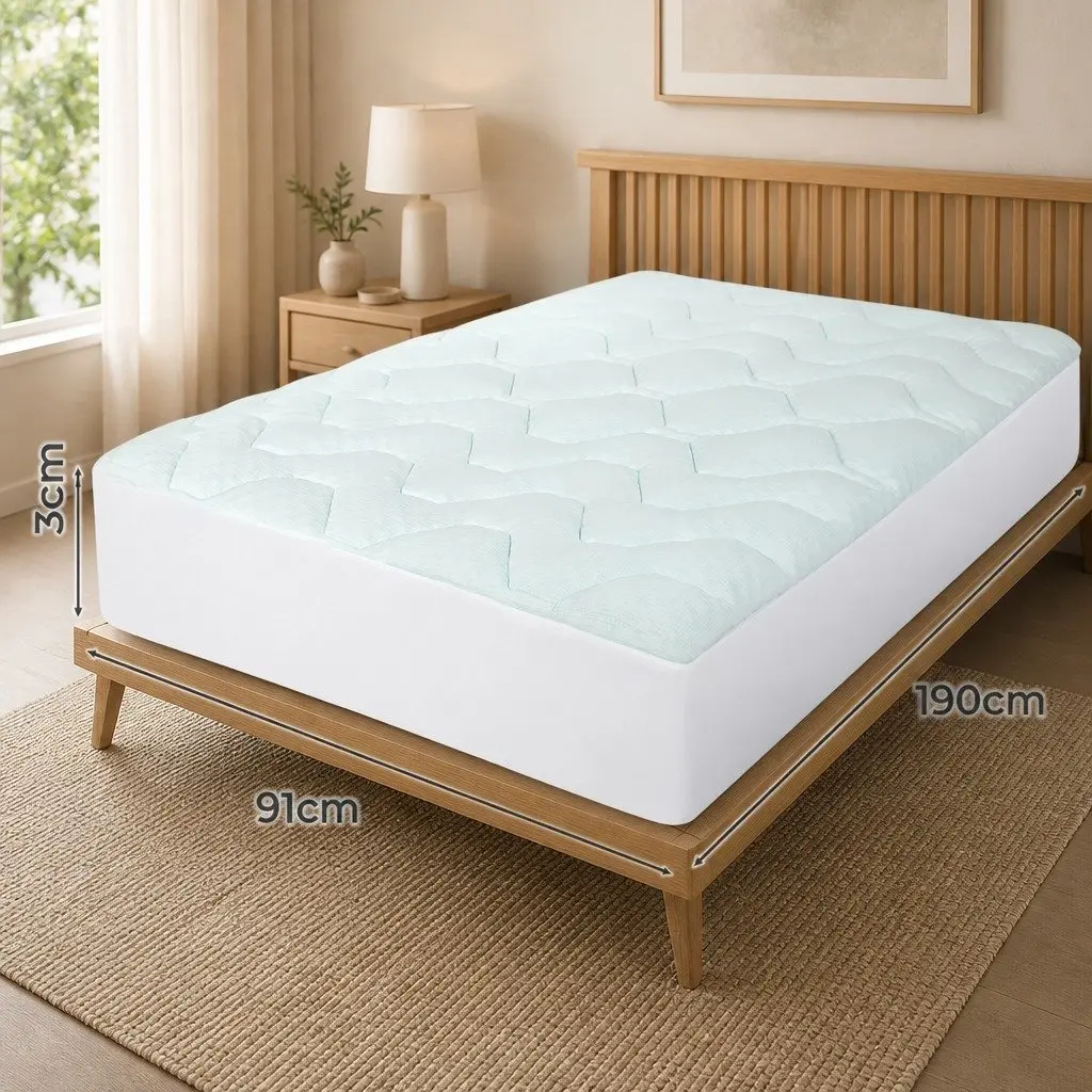 Single Mattress Topper Memory Foam Bamboo Cover Protector 91cm x 190cm