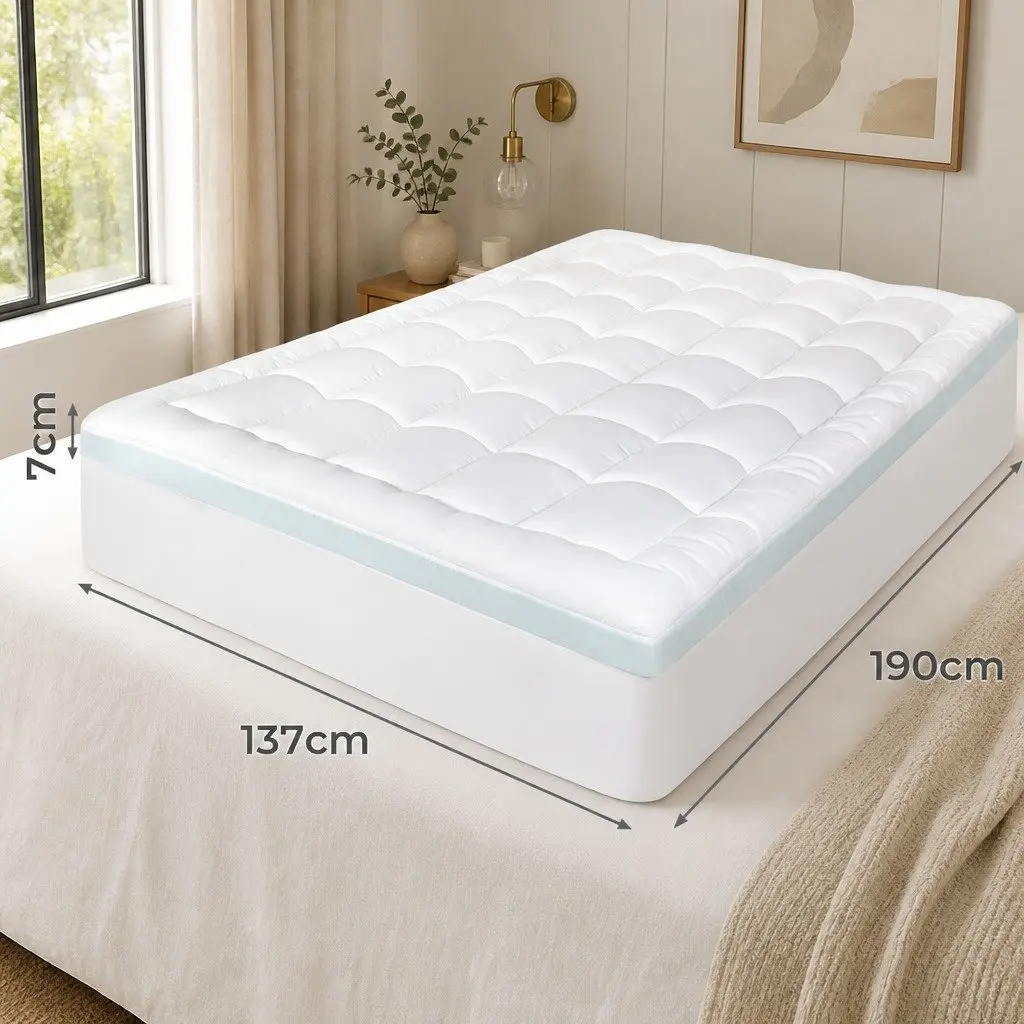 Gel Memory Foam Mattress Topper Double Size 8cm Pressure Relief Cooling Pad