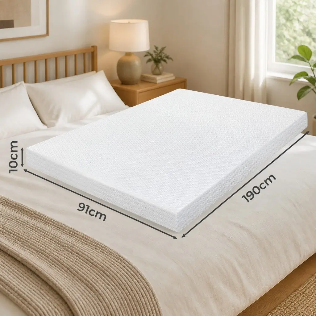 Memory Foam Mattress Topper for Beds 10cm Dual-Layer Cooling Gel Bamboo Charcoal
