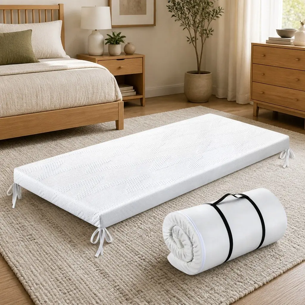 Gel Memory Foam Mattress Topper Camping Car Travel Bed Roll Floor Mat Portable