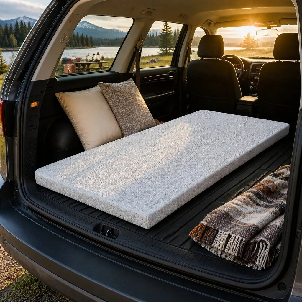 Gel Memory Foam Mattress Topper Camping Car Travel Bed Roll Floor Mat Portable