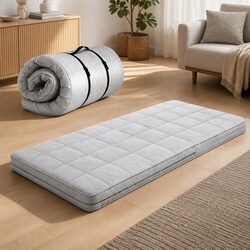 Single Floor Mattress Portable Foldable Foam Sleeping Pad Roll Up Bed Mat Grey