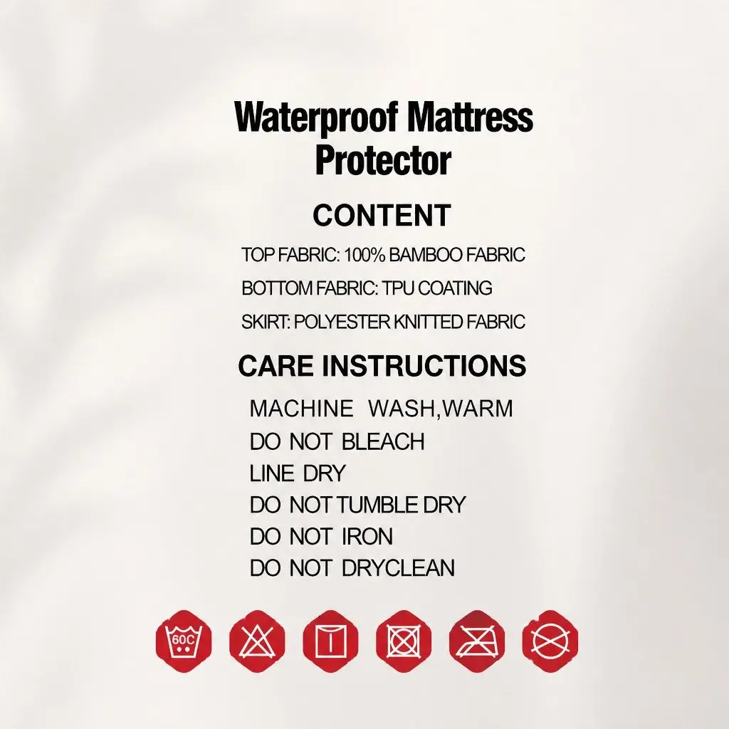 Mattress Protector Double Size White Bamboo Fabric Water Resistant Machine