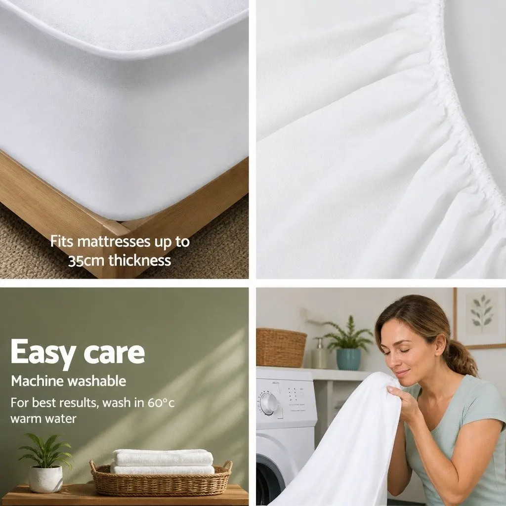 Waterproof Mattress Protector King Size Bamboo Fabric Dust Mite Bacteria