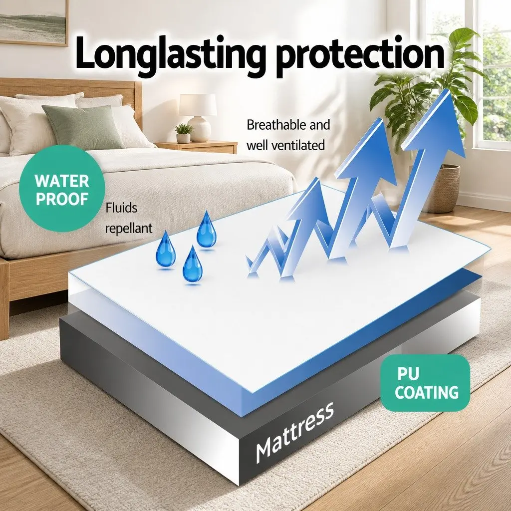 Waterproof Mattress Protector King Size Bamboo Fabric Dust Mite Bacteria