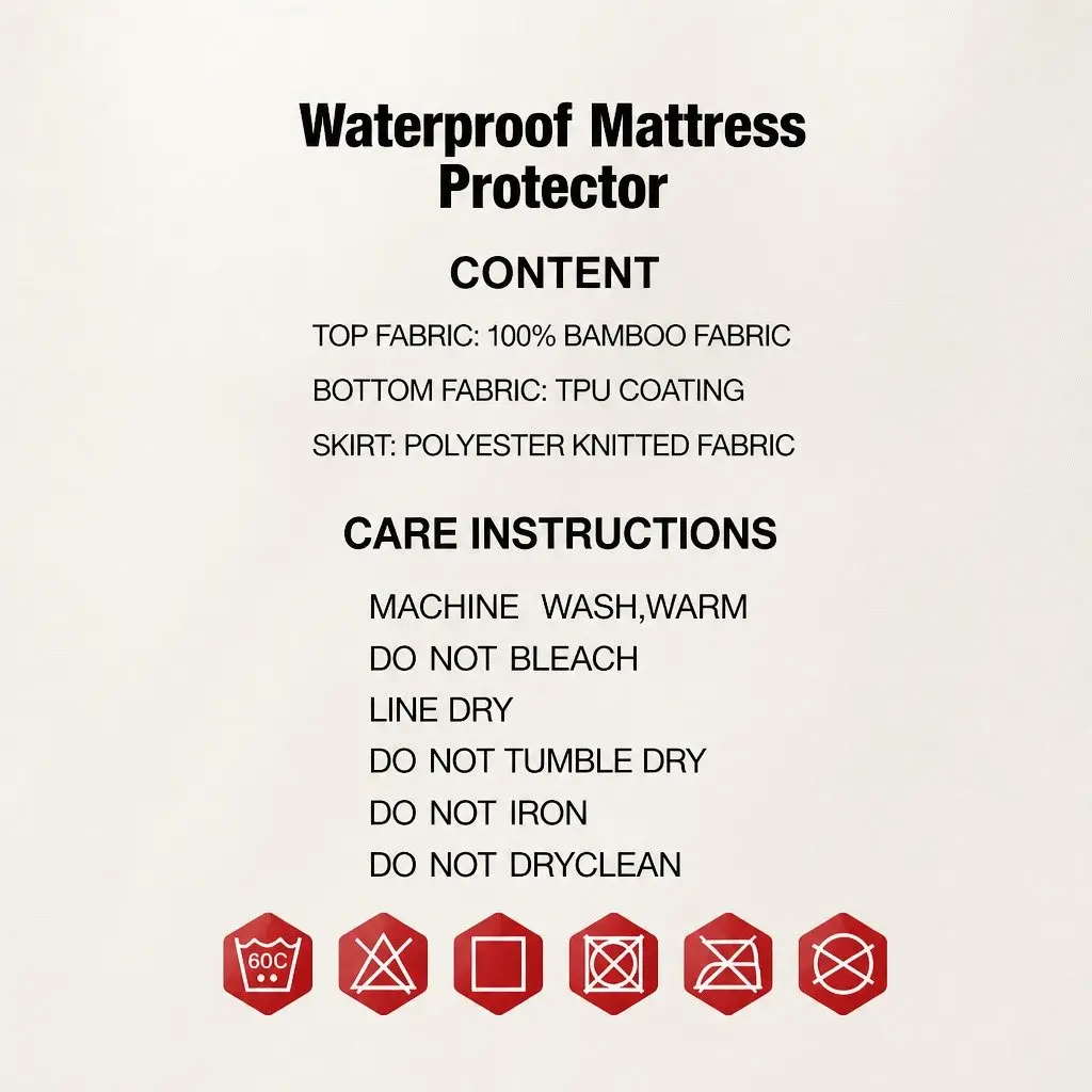 King Single Mattress Protector Bamboo Fabric Water-Resistant Dust Mite