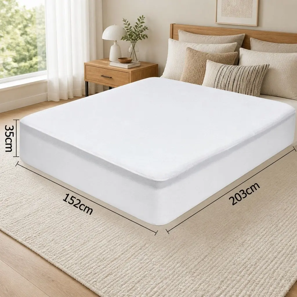 Queen Mattress Protector Bamboo Fabric Water-Resistant Dust Mite Bacteria Guard