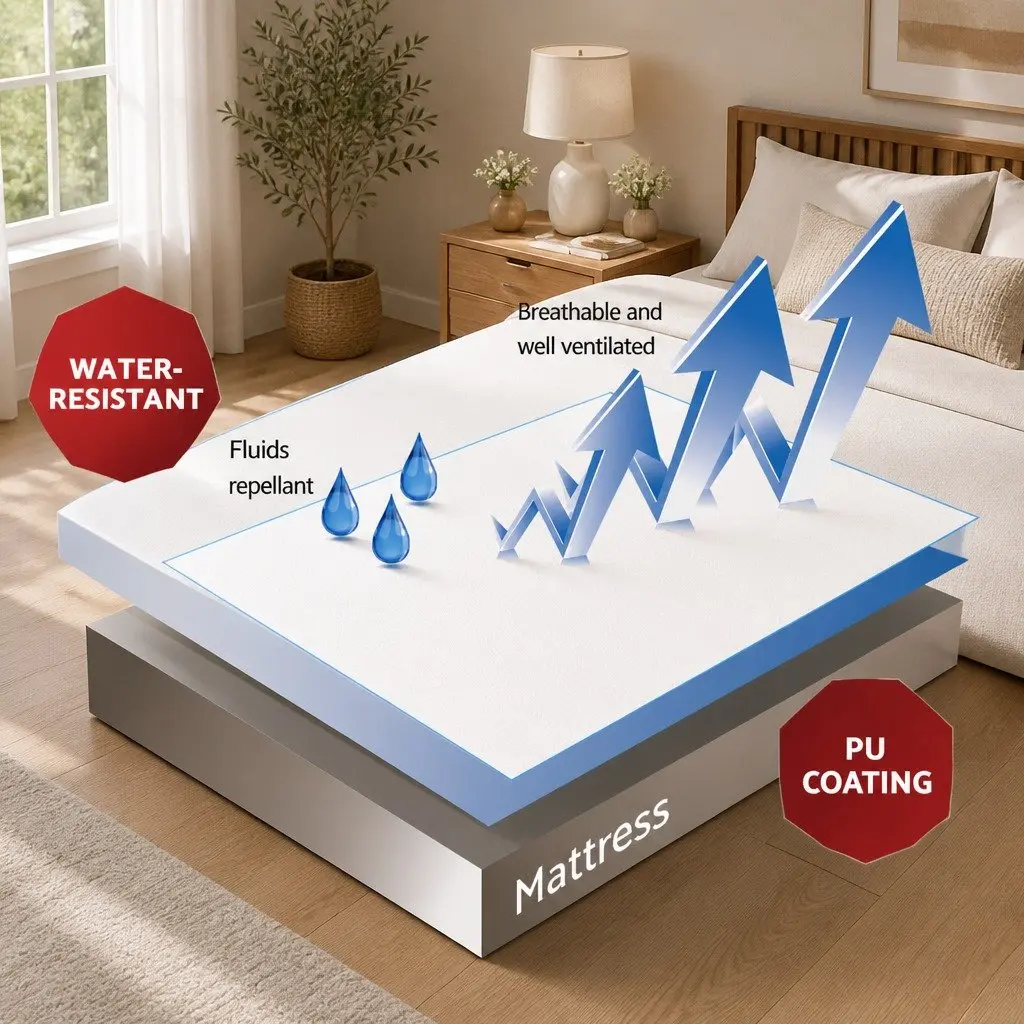 Queen Mattress Protector Bamboo Fabric Water-Resistant Dust Mite Bacteria Guard