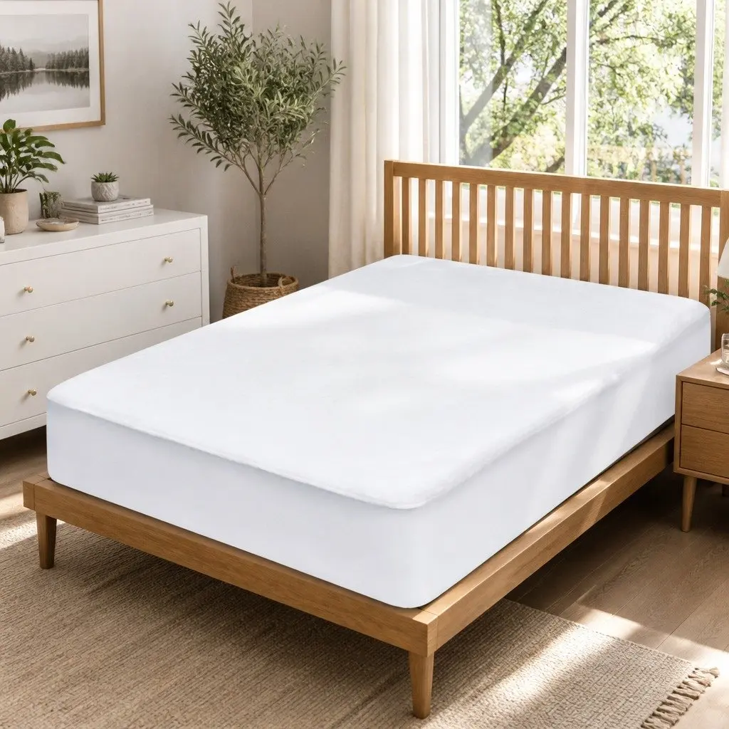 Single Mattress Protector Bamboo Fabric Waterproof Fitted Deep Mattress Cover