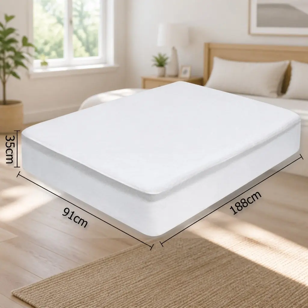 Single Mattress Protector Bamboo Fabric Waterproof Fitted Deep Mattress Cover