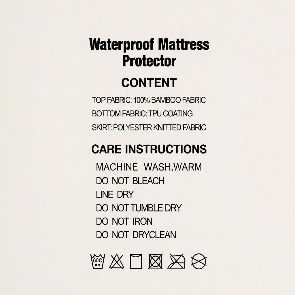 Bamboo Double Mattress Protector Waterproof Fitted Bed Cover White