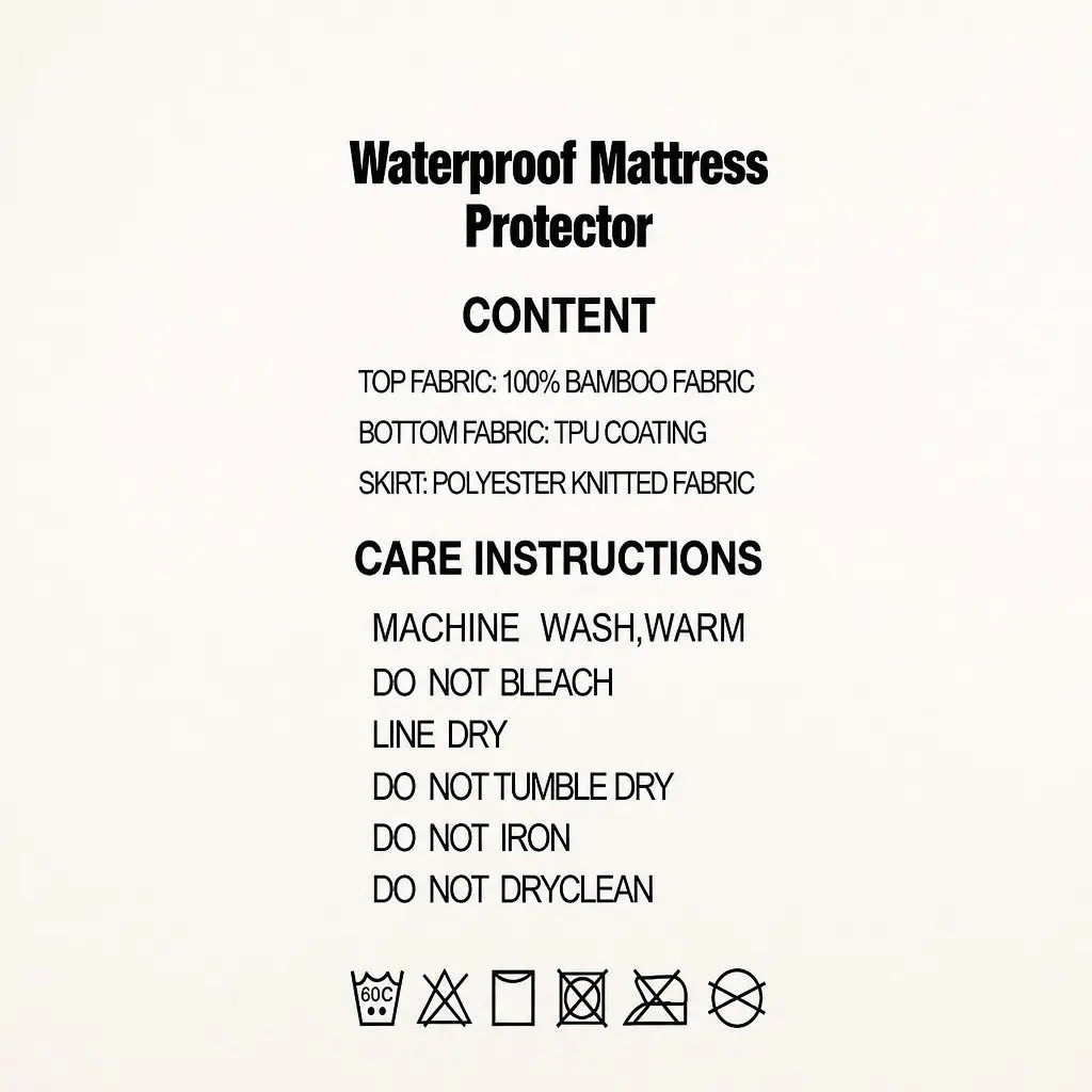 Queen Mattress Protector Bamboo Fabric Water-Resistant Fitted Bed Cover White